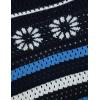 imageYeokou Womens Crochet Sweater Top Short Flutter Sleeve Crew Neck Summer Casual Knit Tank PulloversNavy