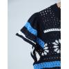 imageYeokou Womens Crochet Sweater Top Short Flutter Sleeve Crew Neck Summer Casual Knit Tank PulloversNavy