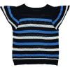 imageYeokou Womens Crochet Sweater Top Short Flutter Sleeve Crew Neck Summer Casual Knit Tank PulloversNavy