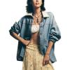 imageYeokou Women Oversize Denim Jacket Casual Button Down Jean Coat Long Sleeve Shacket Outfit with PocketsBlue