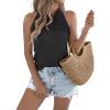 imageYeokou Women Summer Knit Tank Crochet Sleeveless Crewneck Top Stretchy Casual Sweater VestBlack