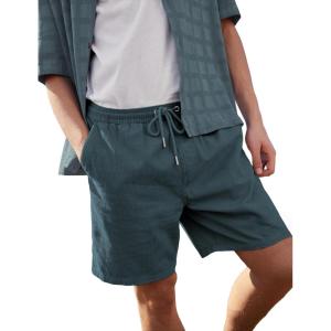 imageYeokou Mens Casual Shorts Summer Loose Fit Lightweight Elastic Waist Drawstring Pockets Beach Golf Walk ShortsNavy