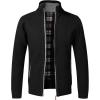 imageYeokou Mens Casual Slim Full Zip Thick Knitted Cardigan Sweaters with PocketsBlack