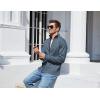 imageYeokou Mens Casual Slim Full Zip Thick Knitted Cardigan Sweaters with PocketsBlue