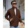 imageYeokou Mens Casual Slim Full Zip Thick Knitted Cardigan Sweaters with PocketsBrown