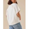 imageYeokou Women Short Sleeve Sweater Crewneck Knit Pullover Top Loose Fall Casual Crochet Blouse ShirtBeige
