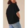 imageYeokou Women Short Sleeve Sweater Crewneck Knit Pullover Top Loose Fall Casual Crochet Blouse ShirtBlack
