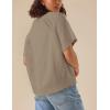 imageYeokou Women Short Sleeve Sweater Crewneck Knit Pullover Top Loose Fall Casual Crochet Blouse ShirtKhaki