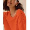 imageYeokou Women Short Sleeve Sweater Crewneck Knit Pullover Top Loose Fall Casual Crochet Blouse ShirtOrange