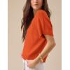 imageYeokou Women Short Sleeve Sweater Crewneck Knit Pullover Top Loose Fall Casual Crochet Blouse ShirtOrange