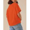 imageYeokou Women Short Sleeve Sweater Crewneck Knit Pullover Top Loose Fall Casual Crochet Blouse ShirtOrange