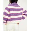 imageYeokou Women Stripe Pullover Sweater Turtleneck Ribbed Knit Top Casual Fall Winter KnitwearPurple