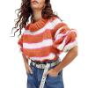 imageYeokou Women Stripe Pullover Sweater Turtleneck Ribbed Knit Top Casual Fall Winter KnitwearOrange
