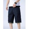imageYeokou Mens Loose Hip Hop Cropped Jeans Work Denim Shorts with Cargo PocketsBlackblue