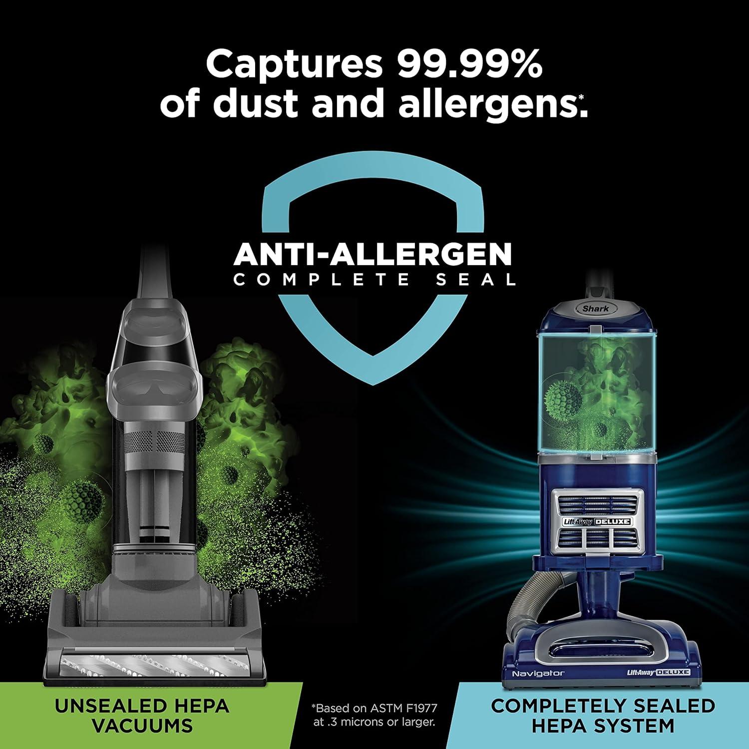 imageShark NV352 Navigator Lift Away Upright Vacuum Hepa Filter AntiAllergen Technology Swivel Steering Ideal for Carpet Stairs ampamp Bare Floors with Wide Upholstery ampamp Crevice Tools LavenderBlue
