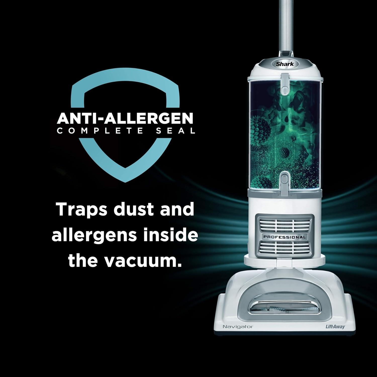 imageShark NV352 Navigator Lift Away Upright Vacuum Hepa Filter AntiAllergen Technology Swivel Steering Ideal for Carpet Stairs ampamp Bare Floors with Wide Upholstery ampamp Crevice Tools LavenderWhiteSilver