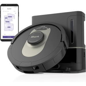 imageShark PowerDetect SelfEmpty Robot Vacuum with NeverStuck Technology Auto DeepClean Carpets ampamp Hardfloors 30 Day Capacity HEPA Bagless Base for Pet Hair WiFi Black AV2820S60Day Capacity