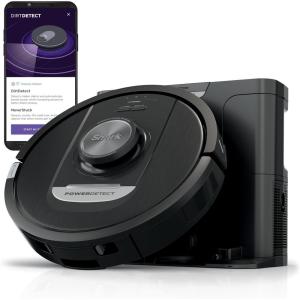 imageShark PowerDetect SelfEmpty Robot Vacuum with NeverStuck Technology Auto DeepClean Carpets ampamp Hardfloors 30 Day Capacity HEPA Bagless Base for Pet Hair WiFi Black AV2820S30Day Capacity