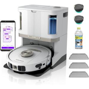imageShark Robot Vacuum ampamp Mop Combo PowerDetect NeverTouch Pro SelfEmptying SelfRefill with SelfClean Pad Wash ampamp Dry 60Day Debris Capacity 30Day Refill Tank 5 PowerDetect Technologies AV2800ZEWetDry  60Day SelfRefilling  White