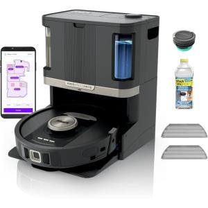 imageShark Robot Vacuum ampamp Mop Combo PowerDetect NeverTouch Pro SelfEmptying SelfRefill with SelfClean Pad Wash ampamp Dry 60Day Debris Capacity 30Day Refill Tank 5 PowerDetect Technologies AV2800ZEWetDry  60Day SelfRefilling  Black