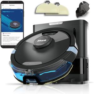 imageShark AV1010AE IQ Robot Vacuum with XL SelfEmpty Base Bagless 45Day Capacity Advanced Navigation Alexa ampamp WiFi MultiSurface Brushroll for Pets Dander ampamp Dust Carpet ampamp Hard Floor BlackWet and Dry SelfEmpty  Mocha