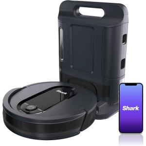 imageShark AV1010AE IQ Robot Vacuum with XL SelfEmpty Base Bagless 45Day Capacity Advanced Navigation Alexa ampamp WiFi MultiSurface Brushroll for Pets Dander ampamp Dust Carpet ampamp Hard Floor BlackDry Only  45Day AutoEmpty