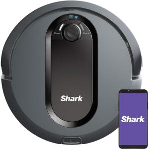 imageShark IQ Robot Vacuum AV970 Self Cleaning Brushroll Advanced Navigation Perfect for Pet Hair Works with Alexa Wi Fi xl dust bin A black finish