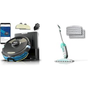imageShark Matrix Plus 2in1 Robot Vacuum ampamp Mop with Sonic Mopping S1000 Steam Mop with 2 Dirt Grip Padsfor Hard Floors