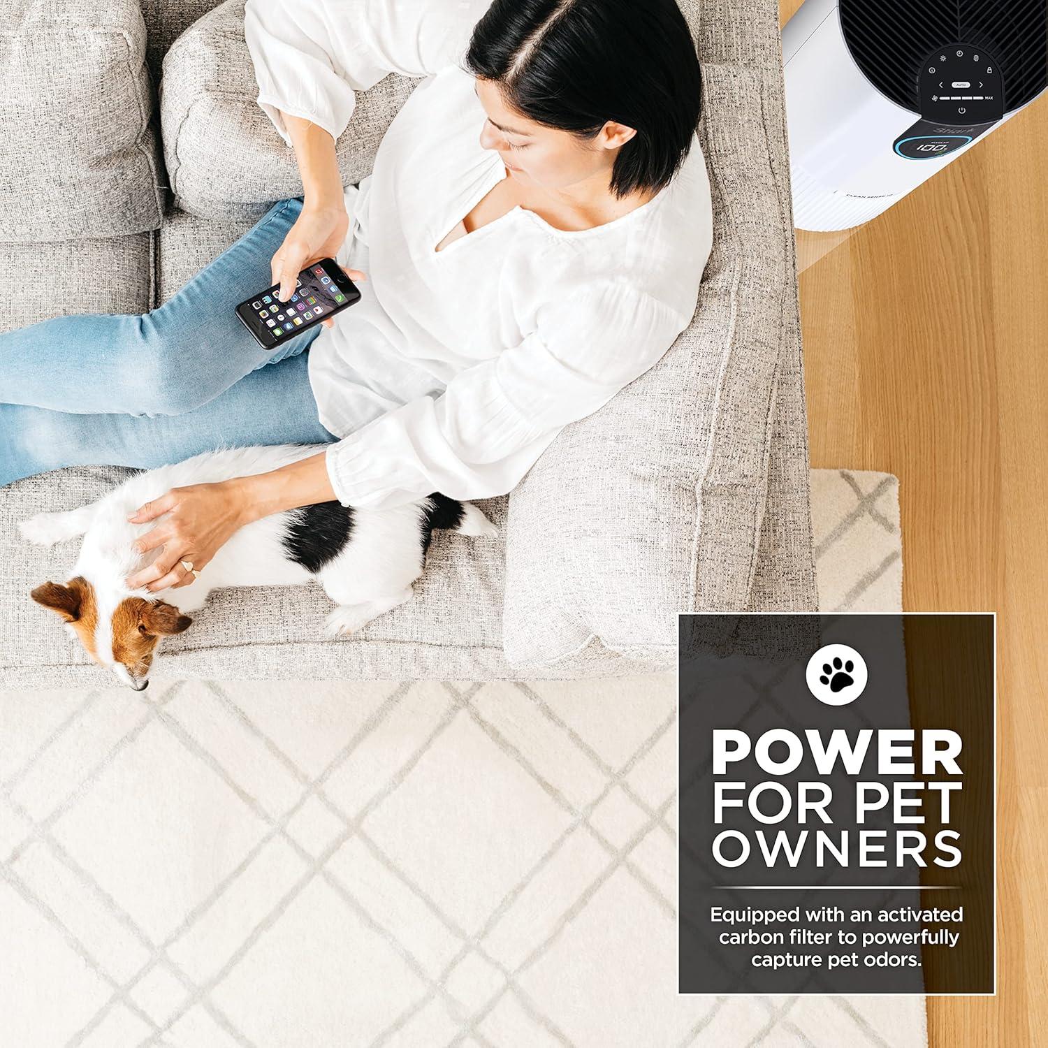 imageShark Air Purifiers for Bedroom Office Dorm Small Room HEPA Air Filter Odor Eliminator Covers Up To 500 SQ FT Air Filtration Removes Smoke Dust Allergens Pet Dander and Pollutants HP102Clean Sense IQ Pet