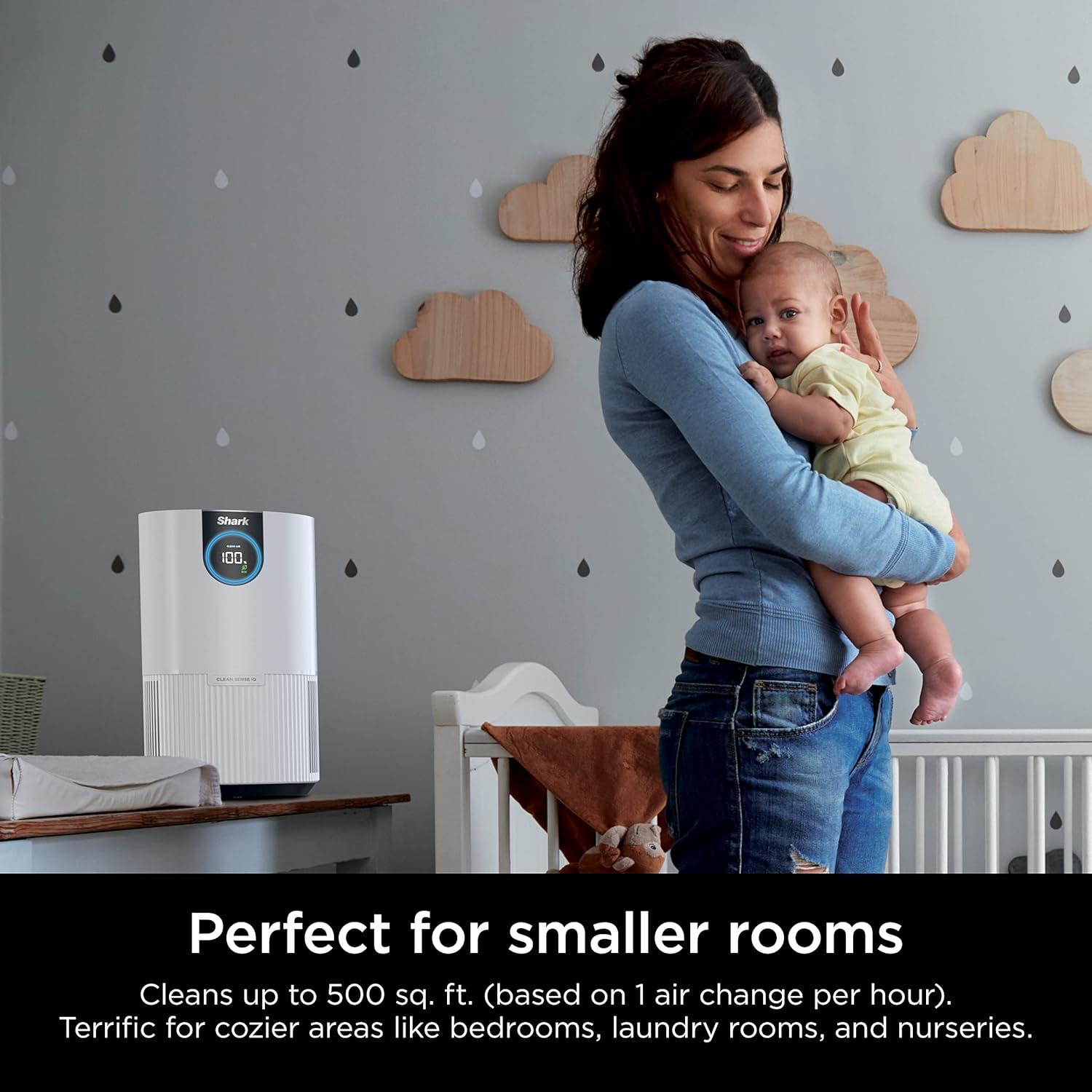 imageShark Air Purifiers for Bedroom Office Dorm Small Room HEPA Air Filter Odor Eliminator Covers Up To 500 SQ FT Air Filtration Removes Smoke Dust Allergens Pet Dander and Pollutants HP102Clean Sense IQ