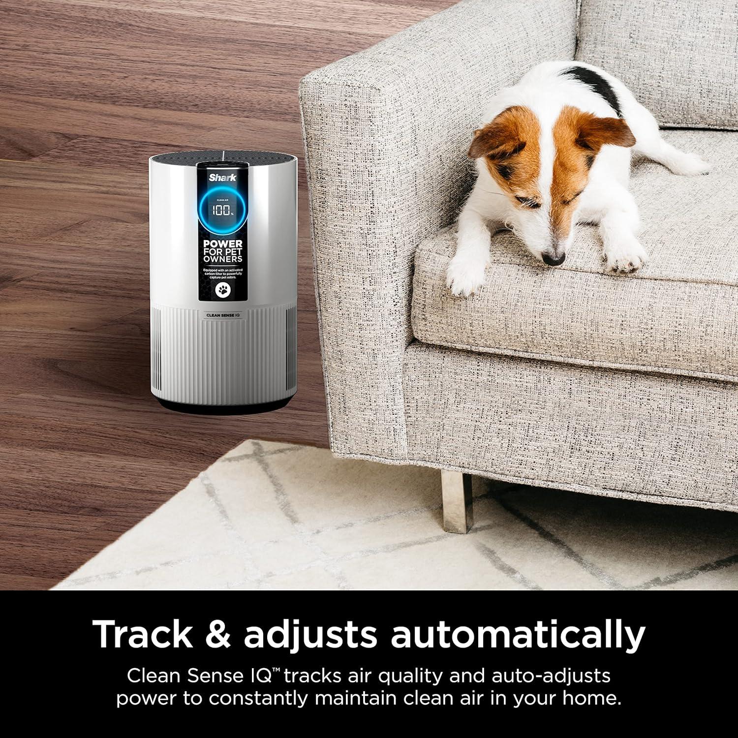 imageShark Air Purifiers for Bedroom Office Dorm Small Room HEPA Air Filter Odor Eliminator Covers Up To 500 SQ FT Air Filtration Removes Smoke Dust Allergens Pet Dander and Pollutants HP102Clean Sense IQ Pet