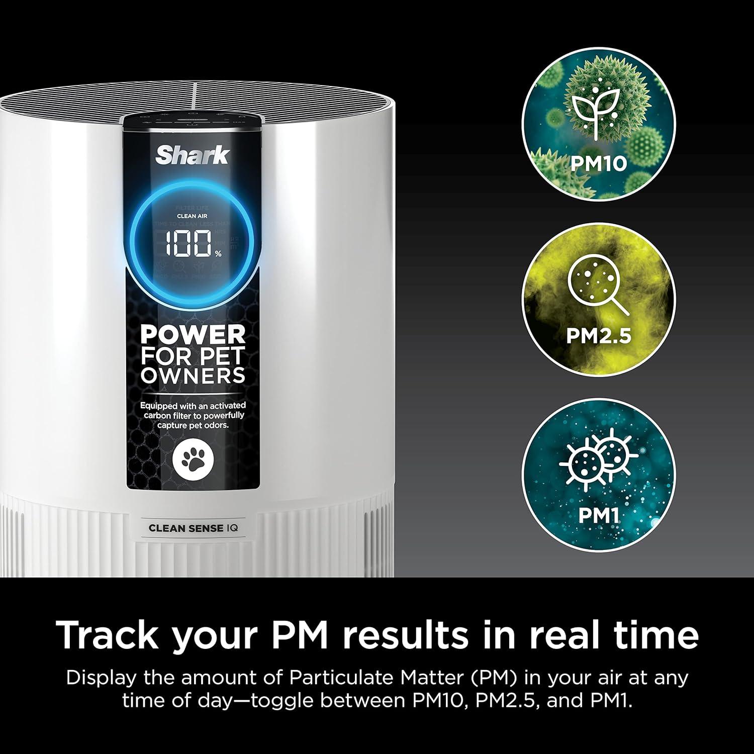 imageShark Air Purifiers for Bedroom Office Dorm Small Room HEPA Air Filter Odor Eliminator Covers Up To 500 SQ FT Air Filtration Removes Smoke Dust Allergens Pet Dander and Pollutants HP102Clean Sense IQ Pet