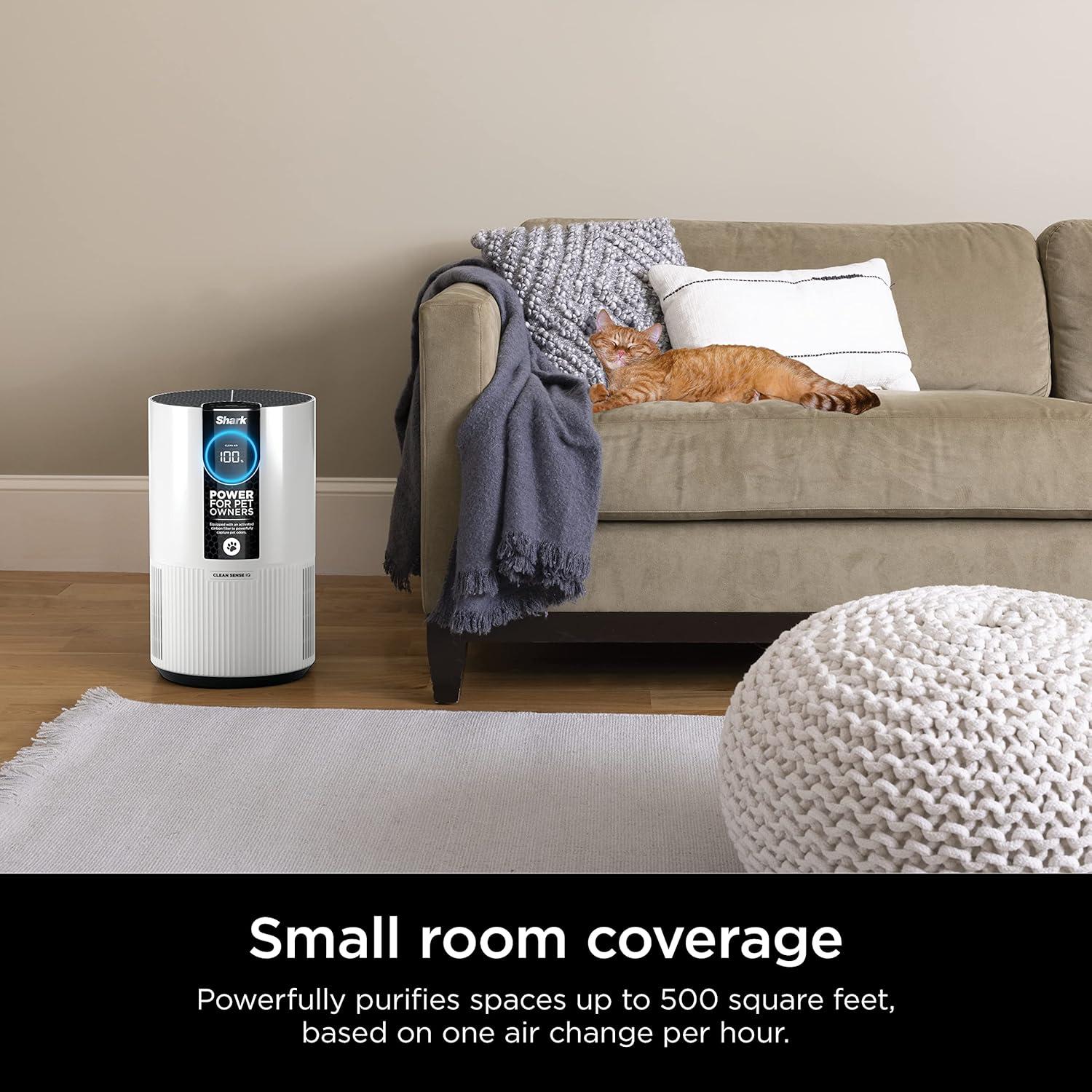 imageShark Air Purifiers for Bedroom Office Dorm Small Room HEPA Air Filter Odor Eliminator Covers Up To 500 SQ FT Air Filtration Removes Smoke Dust Allergens Pet Dander and Pollutants HP102Clean Sense IQ Pet