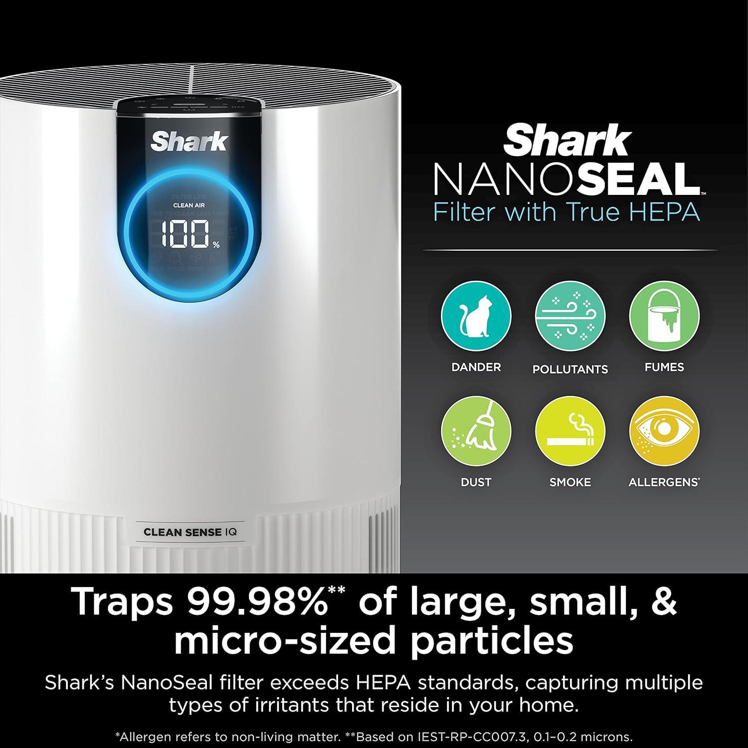 imageShark Air Purifiers for Bedroom Office Dorm Small Room HEPA Air Filter Odor Eliminator Covers Up To 500 SQ FT Air Filtration Removes Smoke Dust Allergens Pet Dander and Pollutants HP102Clean Sense IQ