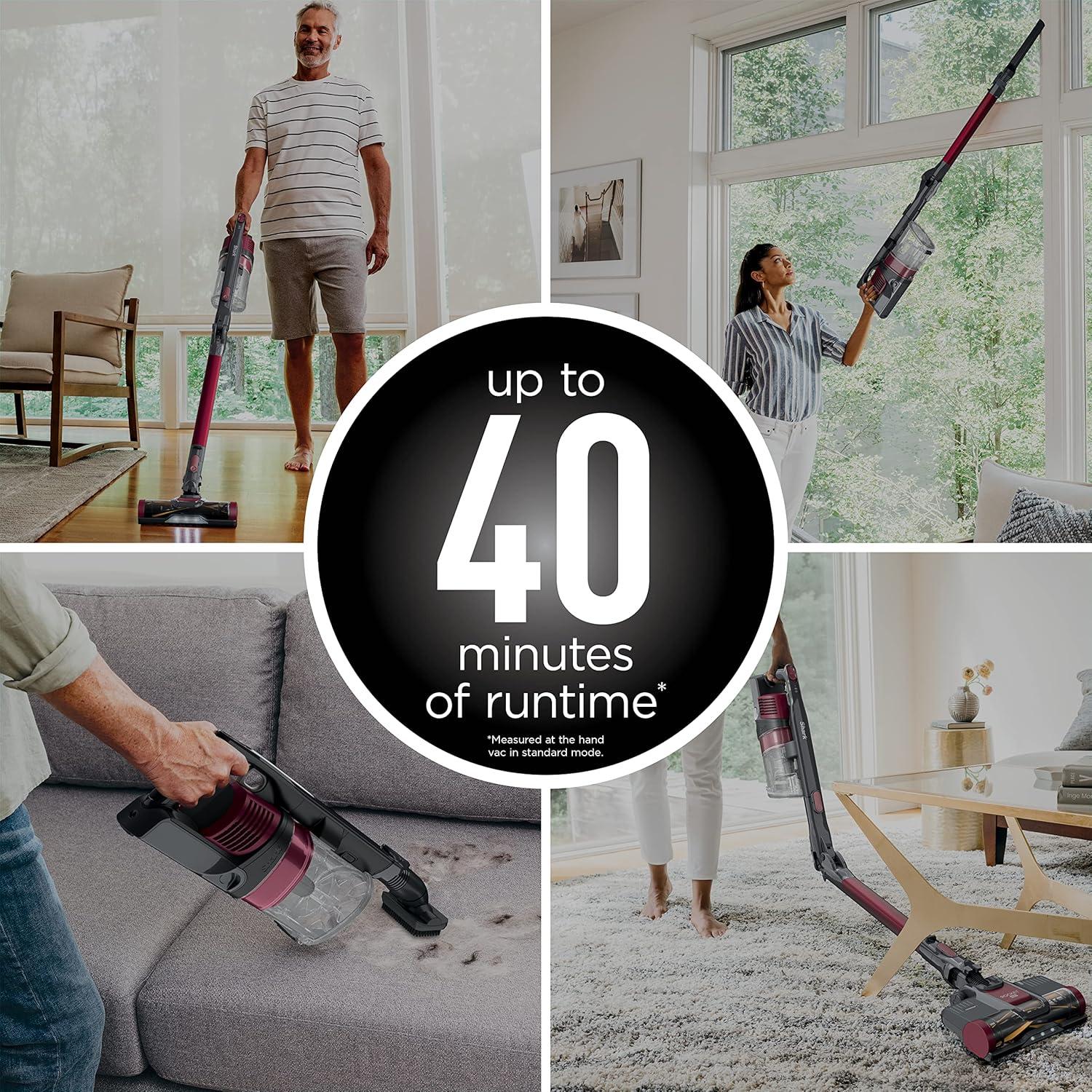 imageShark Cordless Vacuum Cleaner with HEPA Filter Lightweight Portable Rechargeable Powerful Pet Hair Pickup Removable Handheld Crevice Tool Dusting Brush 50min Runtime Blue IZ363HTRaspberry