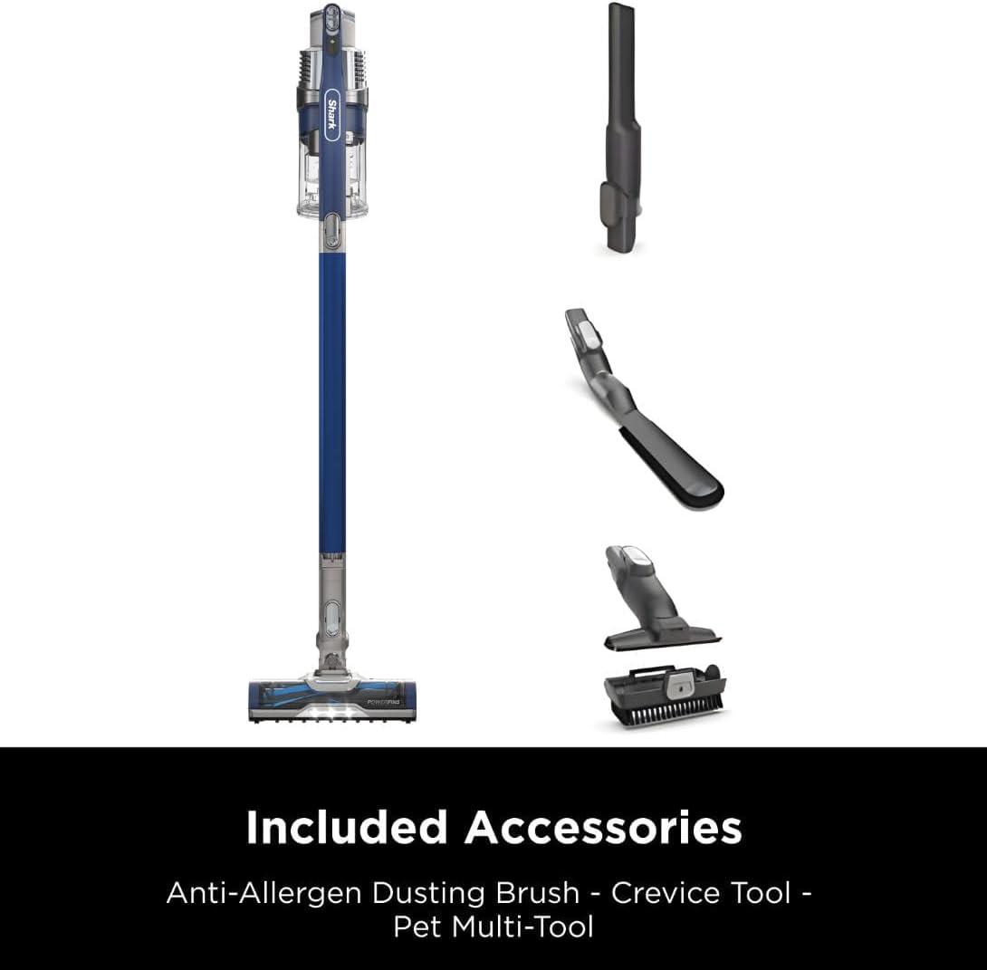imageShark Cordless Vacuum Cleaner with HEPA Filter Lightweight Portable Rechargeable Powerful Pet Hair Pickup Removable Handheld Crevice Tool Dusting Brush 50min Runtime Blue IZ363HTBlue