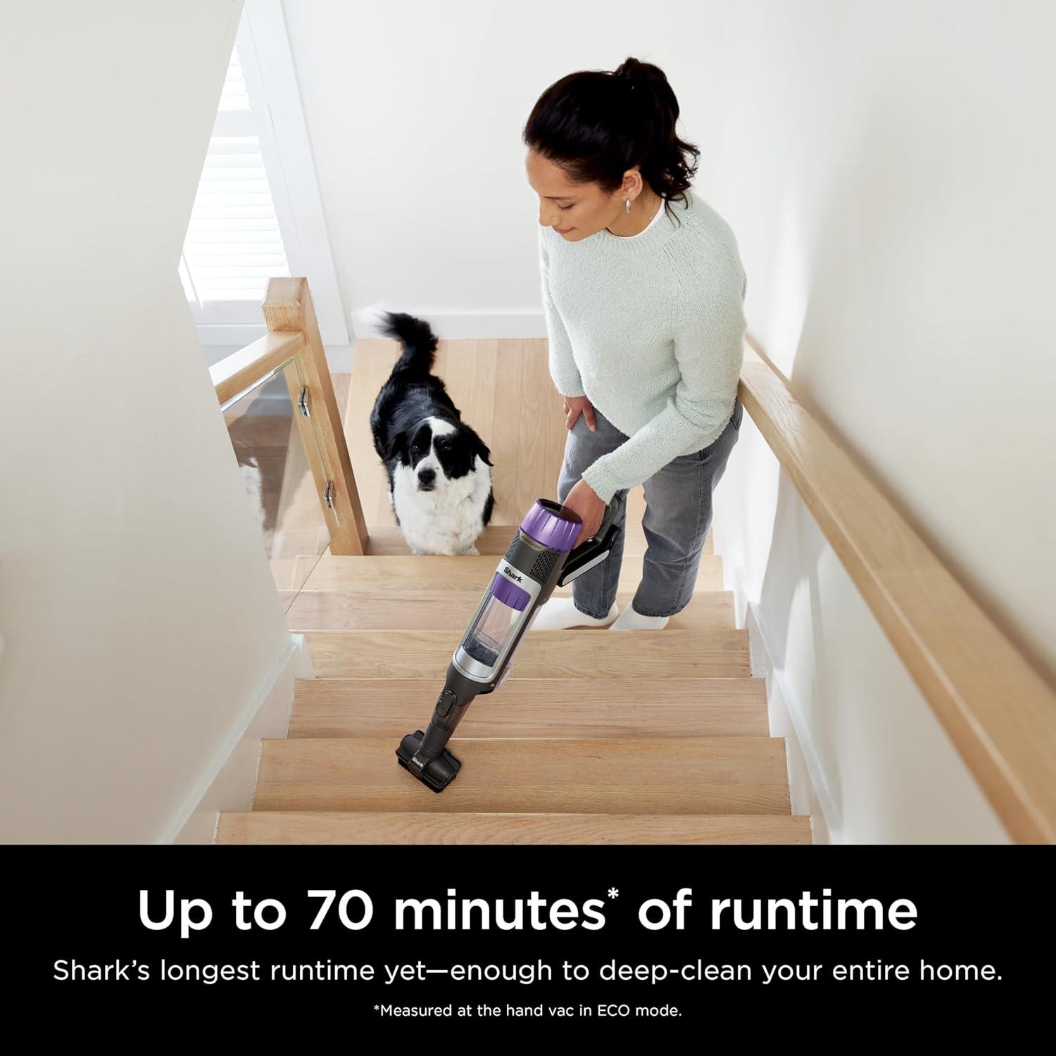 imageShark Cordless Vacuum Cleaner with HEPA Filter PowerDetect Clean ampamp Empty Powerful Suction Portable Rechargeable AutoEmpty System Stick Vacuum for Pet Hair Carpets ampamp Hardfloor Dark Gray IP3251PowerDetect with AutoEmpty