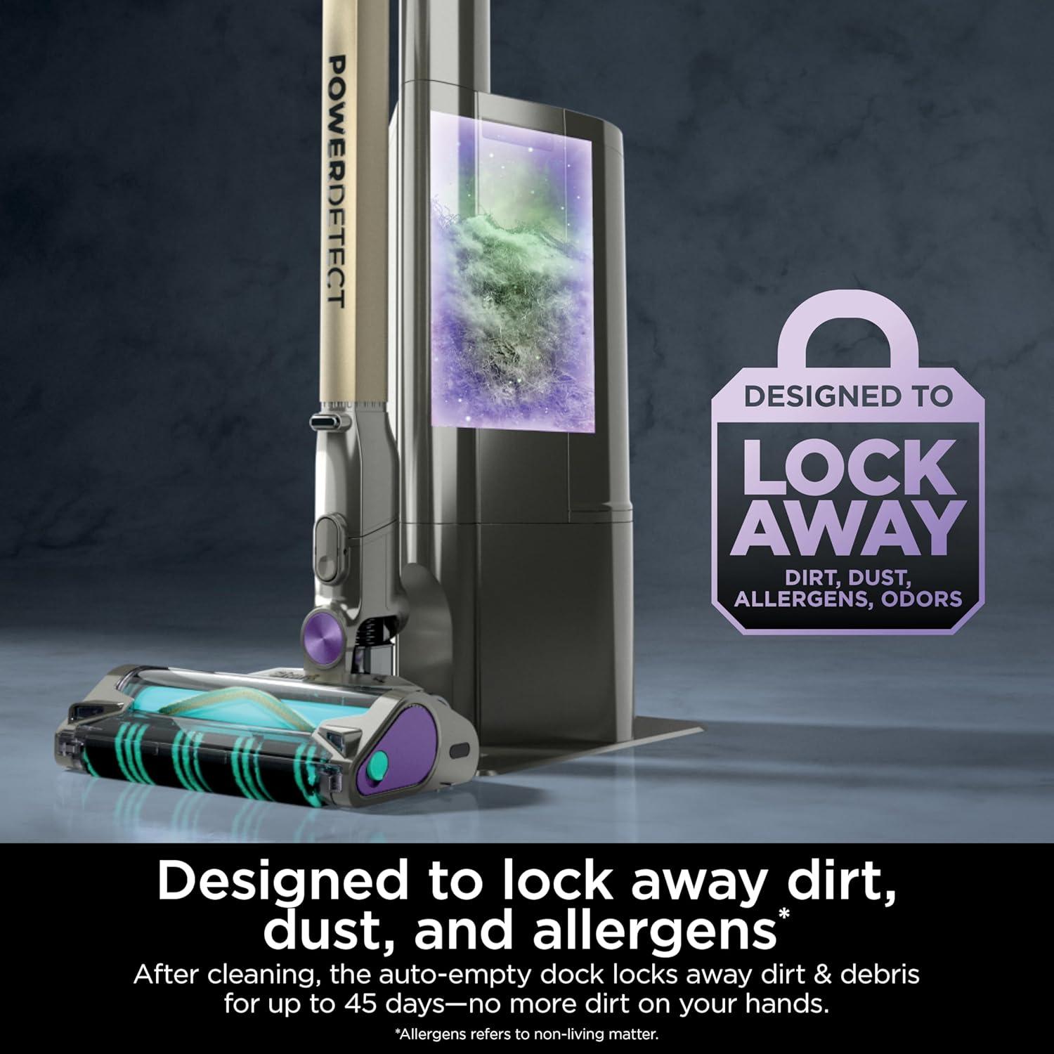 imageShark Cordless Vacuum Cleaner with HEPA Filter PowerDetect Clean ampamp Empty Powerful Suction Portable Rechargeable AutoEmpty System Stick Vacuum for Pet Hair Carpets ampamp Hardfloor Dark Gray IP3251PowerDetect with AutoEmpty
