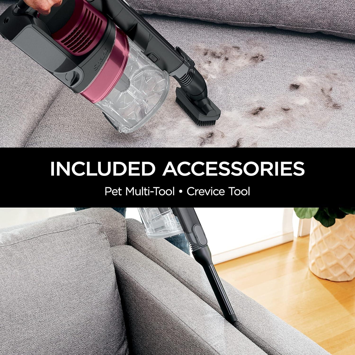 imageShark Rocket Pet Pro with SelfCleaning Brushroll HEPA Filter Lightweight Cordless Stick Hand Vacuum 75 lbs Magenta