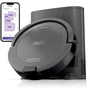 imageShark Navigator Robot Vacuum with SmartPath Navigation and SelfCleaning Brushroll Powerful Suction Pet Hair Pickup AntiHair Wrap for Carpets ampamp Hard Floors Steel Grey RV2110SmartPath Navigator w AutoEmptyGrey