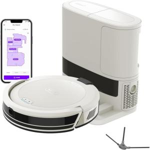 imageShark Navigator Robot Vacuum with SmartPath Navigation and SelfCleaning Brushroll Powerful Suction Pet Hair Pickup AntiHair Wrap for Carpets ampamp Hard Floors Steel Grey RV2110SmartPath Navigator w AutoEmptyWhite