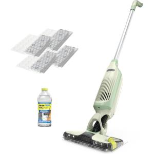 imageShark VACMOP Pro Cordless Hard Floor Cleaner Vacuum and Spray Mop Powerful Suction Lightweight LED Headlights Includes 4 Disposable Pads 12oz Multisurface Cleaning Solution Lavender VM252PLGreen  4 Pads