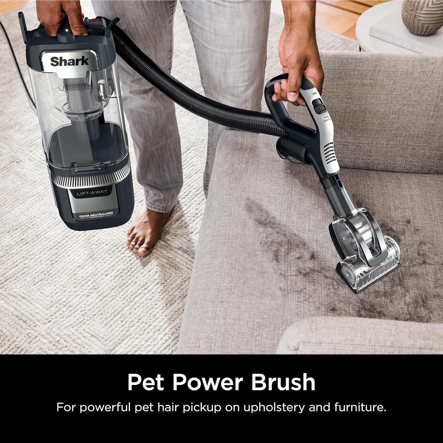 imageShark Rotator Pet Pro LiftAway ADV Upright Vacuum with HEPA Filter DuoClean PowerFins HairPro and Odor Neutralizer Technology Pet Hair Pickup For Carpets ampamp Hardfloors Dark Grey LA555