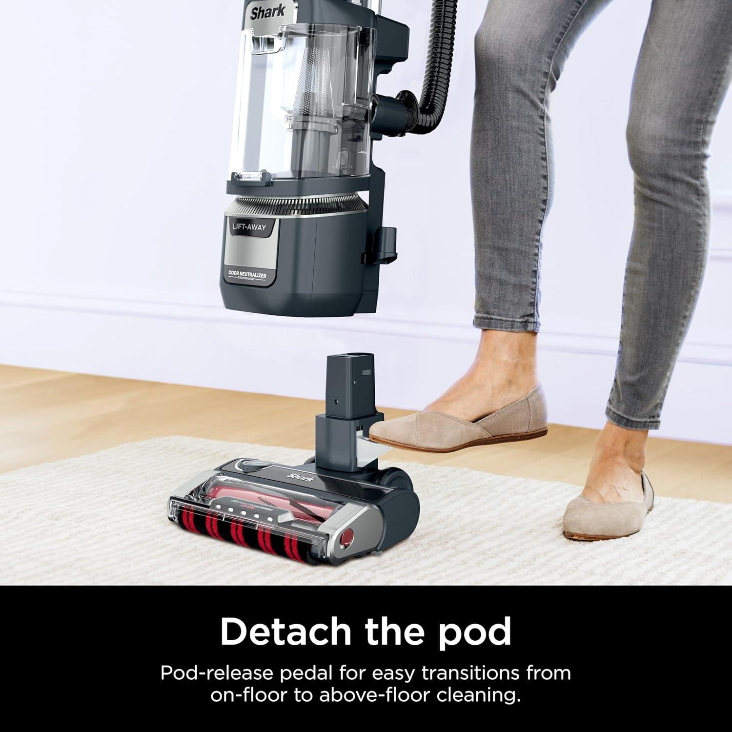 imageShark Rotator Pet Pro LiftAway ADV Upright Vacuum with HEPA Filter DuoClean PowerFins HairPro and Odor Neutralizer Technology Pet Hair Pickup For Carpets ampamp Hardfloors Dark Grey LA555