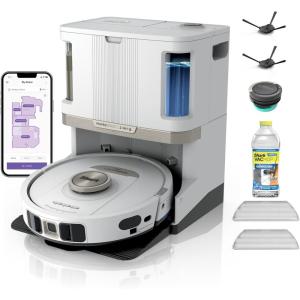imageShark Robot Vacuum and Mop SelfEmpty SelfRefill ampamp SelfClean Robot Vacuum and Mop with Bagless 60DayCapacity HEPA SelfEmpty Base 30DayCapacity Refill Tank WhiteMatrix SelfRefillClean WetDry