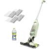 imageShark VACMOP Reveal New Cordless Hard Floor Cleaner Vacuum ampamp Spray Mop Powerful Suction Lightweight Illumination Light Includes 4 Disposable Pads 12oz Pet MultiSurface Cleaning Solution VM401Green  4 Pads