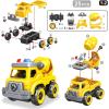 image4in1 Take Apart Toys Truck with Electric Drill DIY Assembly Fire Truck Toy Vehicles Kids STEM Building Educational Cars Toys Birthday Gifts for Age 3 4 5 6 7 8 Years Old Boys GirlsConstruction Truck