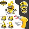 image4in1 Take Apart Toys Truck with Electric Drill DIY Assembly Fire Truck Toy Vehicles Kids STEM Building Educational Cars Toys Birthday Gifts for Age 3 4 5 6 7 8 Years Old Boys GirlsConstruction Truck