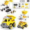 image4in1 Take Apart Toys Truck with Electric Drill DIY Assembly Fire Truck Toy Vehicles Kids STEM Building Educational Cars Toys Birthday Gifts for Age 3 4 5 6 7 8 Years Old Boys GirlsConstruction Truck