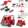 image4in1 Take Apart Toys Truck with Electric Drill DIY Assembly Fire Truck Toy Vehicles Kids STEM Building Educational Cars Toys Birthday Gifts for Age 3 4 5 6 7 8 Years Old Boys GirlsFire Truck